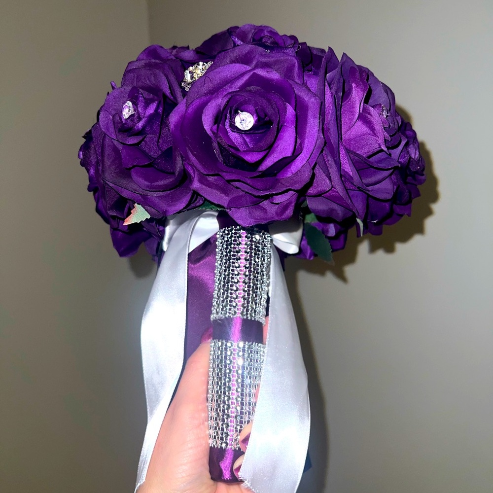 Purple Rhinestone Brooch Bouquet Prom / Wedding / Formal